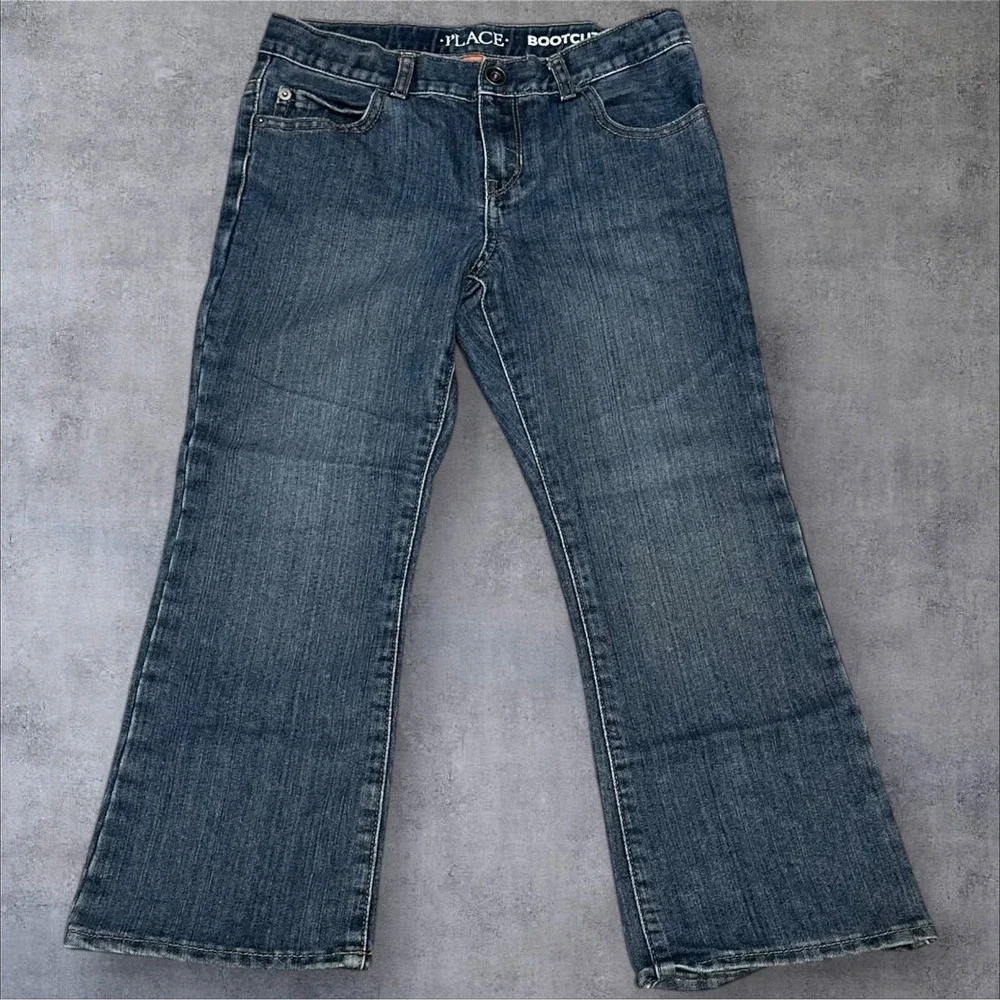 The Childrens Place Bootcut Jeans Blue Denim Kids Size 7 Husky Adjustable Waist